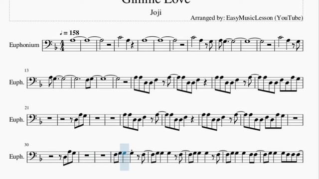 Euphonium Sheet Music: How to play Gimme Love by Joji смотреть онлайн