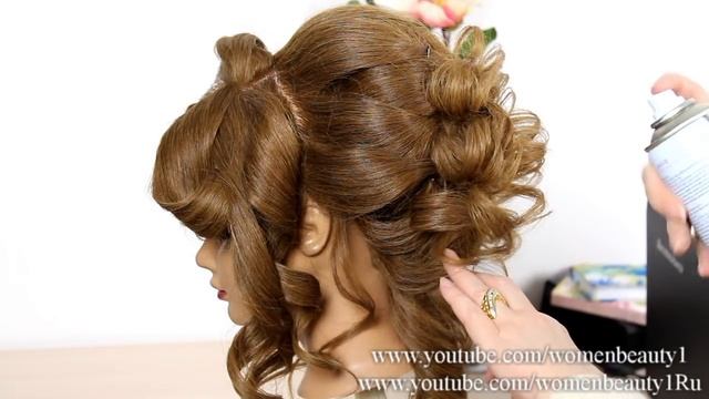 Bridal hairstyle for long medium hair. Wedding prom updo. смотреть онлайн