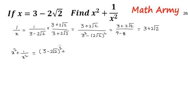 If x=3-2√2 Find x^2+1/x^2 смотреть онлайн