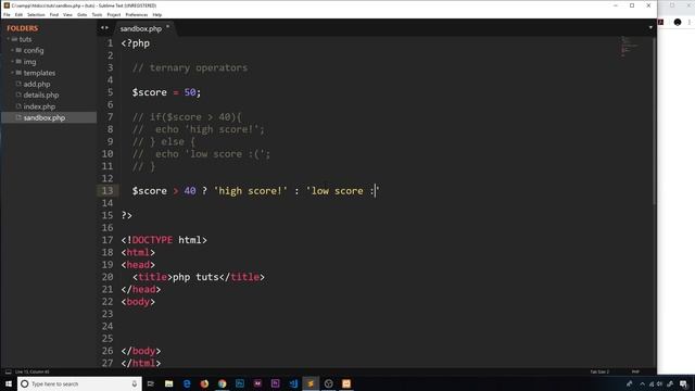 PHP Tutorial (& MySQL) #34 - Ternary Operators смотреть онлайн