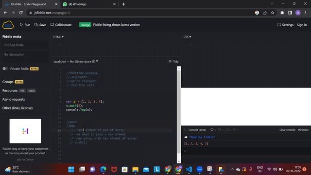 #javascript JavaScript classes Day -10 | Array Methods | push, pop, shift, unshift, splice, slice смотреть онлайн
