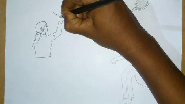 Tennis Player Outline Drawing ll Badminton player drawing ll playing badminton drawing ll смотреть онлайн