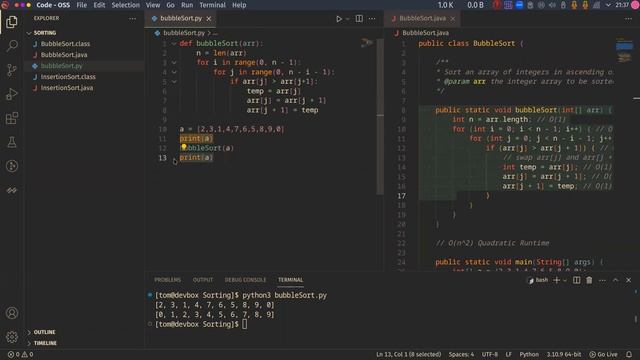 Port Bubble Sort from Java to python and JavaScript смотреть онлайн
