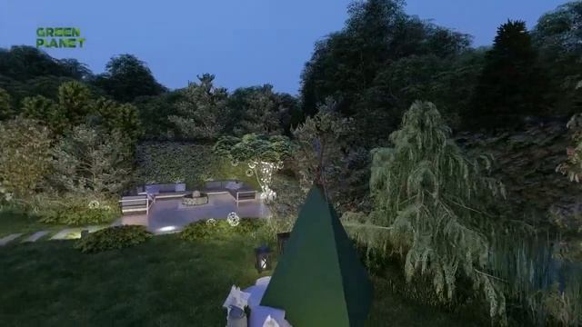 Green Planet. Подольниха. Вечерняя визуализация ландшафтного проекта смотреть онлайн