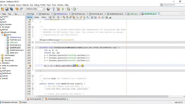 JAVA GUI: Solving Quadratic Equations смотреть онлайн