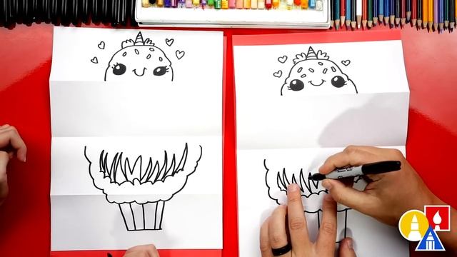 How To Draw A Cute Cupcake Monster Folding Surprise смотреть онлайн