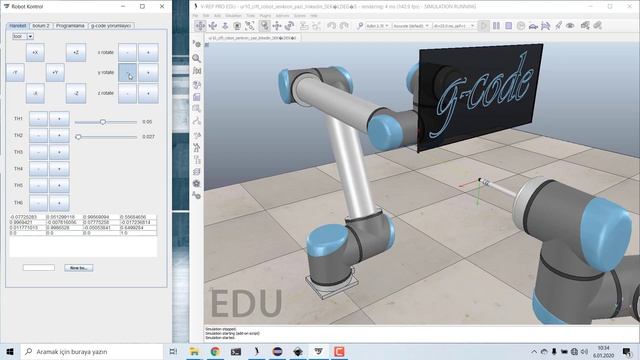 Synchronous trajectory planning for Universal Robots | Simulation on vrep | Kinematics on Java смотреть онлайн
