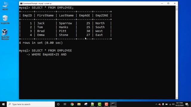AND operator in MySQL смотреть онлайн