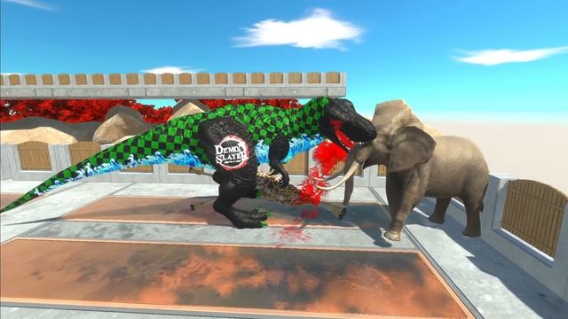 DEMON SLAYER TANJIRO T-REX DEATH RUN - Animal Revolt Battle Simulator ARBS смотреть онлайн