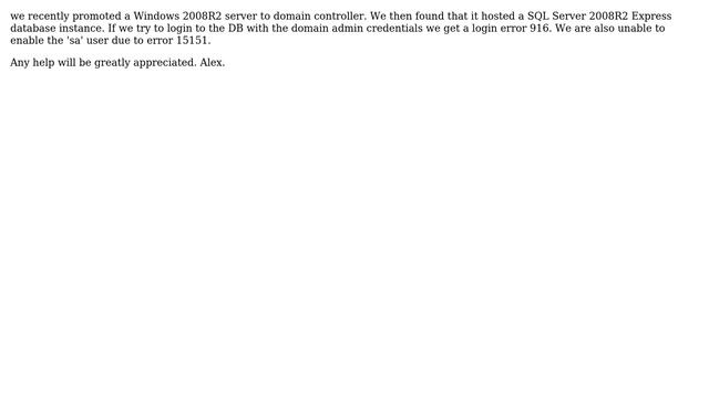 Databases: SQL Server authentication failed after server promote смотреть онлайн