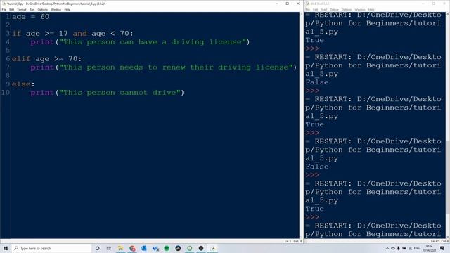 Python for Beginners - Comparison Operators and Logical Operators (Tutorial 5) смотреть онлайн