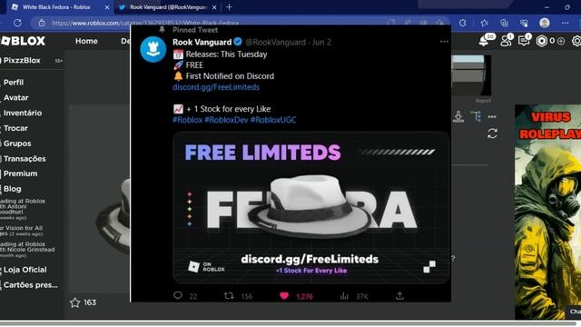 Como Ganhar o item [White Black Fedora] Limited UGC Roblox смотреть онлайн