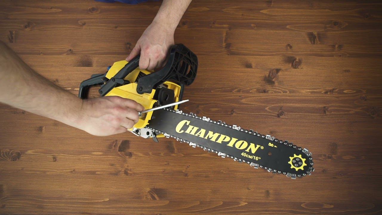 Видеоинструкция Champion: бензопила из коробки, комплектность, подготовка, запуск смотреть онлайн