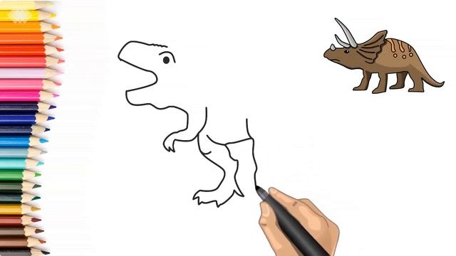 Как нарисовать динозавра | Мультик раскраска | How to Draw a Dinosaur | Сartoon coloring | смотреть онлайн