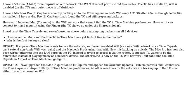 Apple: Time Machine can't find Time Capsule - but can mount it смотреть онлайн