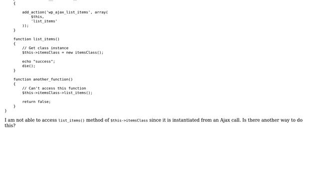 Wordpress: Calling a class method instantiated by ajax call in wordpress смотреть онлайн