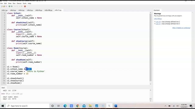 CIS30A Lab 4 Ex11: Multilevel Inheritance Classes in Python смотреть онлайн