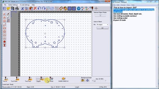 DXF file to G code with ProCNCDraw смотреть онлайн