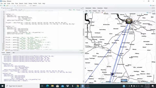 Maps with R: add images and lines to a leaflet map | Italy's path to 2006 World Cup in Germany || 0 смотреть онлайн