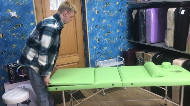 Обзор складной 3х секционной кушетки. Кушетка с вырезом для лица и подъёмной секцией. смотреть онлайн