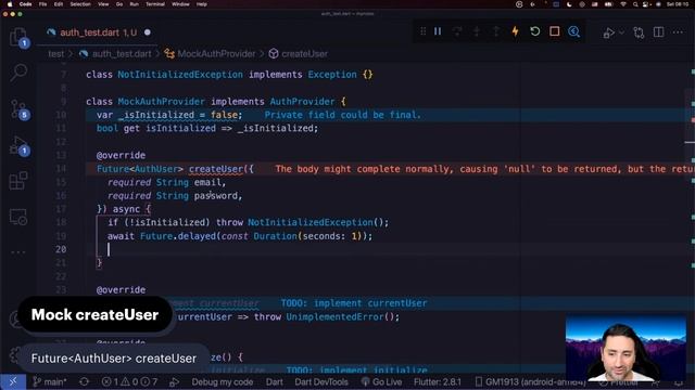 Chapter 26 - Unit Testing our AuthService - Free Flutter Course ? смотреть онлайн