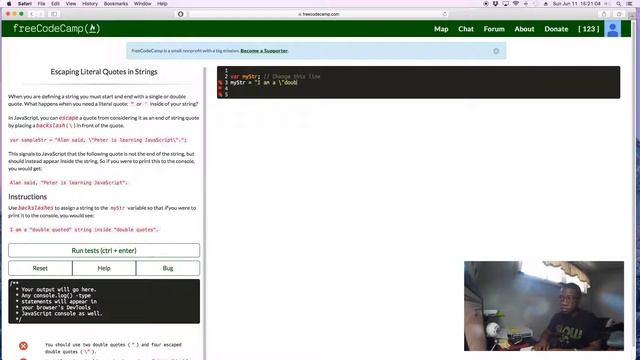 Escaping Literal Quotes in Strings | JavaScript Tutorial | FreeCodeCamp | смотреть онлайн
