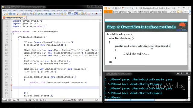 Java Swing GUI Part#19:JRadioButton Event Handling using ItemListener (StepbyStep)+ItemEvent Method смотреть онлайн