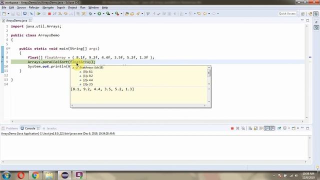 How to use parallelSort(float[] a) method of Java.util.Arrays Class? смотреть онлайн