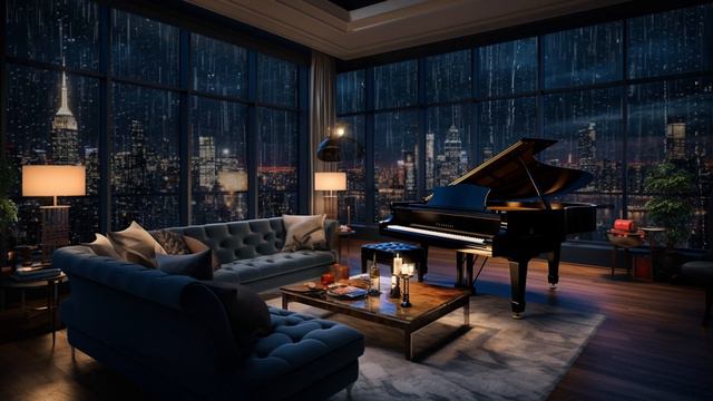 City Serenade | Night Rain on Window with Relaxing Piano Melodies Cozy Ambience смотреть онлайн