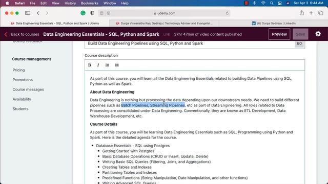 Introduction about course #DataEngineering Essentials using Spark, Python and SQL смотреть онлайн