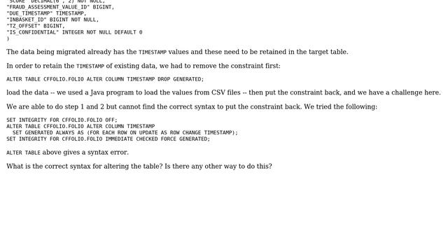 Databases: Data Migration: Unload/load of GENERATED ALWAYS TIMESTAMP смотреть онлайн