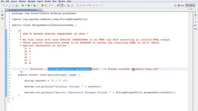 HOW TO ESCAPE SPECIAL CHARACTER IN JAVA DEMO смотреть онлайн