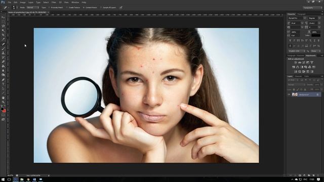Как убрать прыщи в Photoshop? Используем точечную восстанавливающую кисть в Фотошопе смотреть онлайн