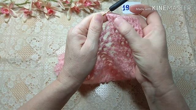 Шаль крючком узором Листья /бактус/шейный платок/ 2 часть. смотреть онлайн