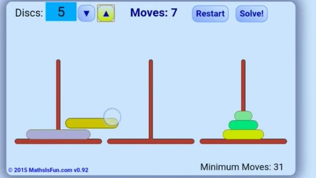 How to beat the game TOWER OF HANOI!! 5 pegs смотреть онлайн