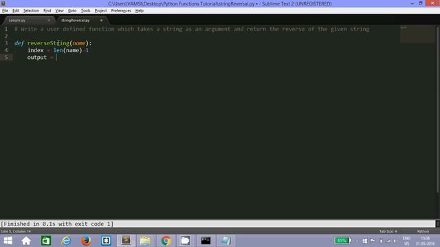 Step 2.1: Reversing a string using functions example (Python) смотреть онлайн
