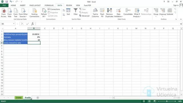 GoalSeek funkcija - kako izračunati ratu za kredit - Kurs Excel 2013 смотреть онлайн