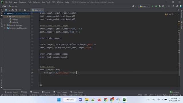 Training of the CNN network on the Mnist dataset in python смотреть онлайн