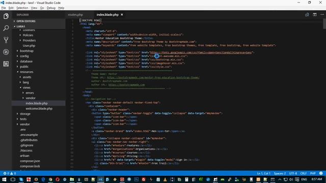 Add a Bootstrap template for Laravel 5 front end Tutorial смотреть онлайн