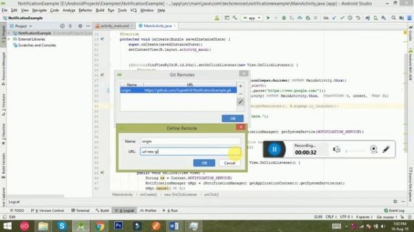 How to change git repository/URL in android studio