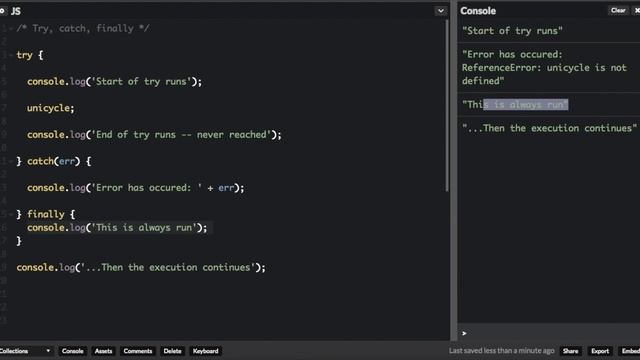 try, catch, finally, throw - error handling in JavaScript смотреть онлайн