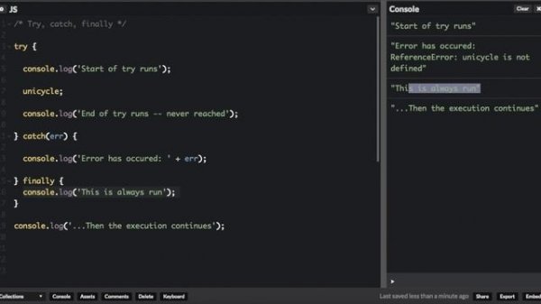 try, catch, finally, throw - error handling in JavaScript