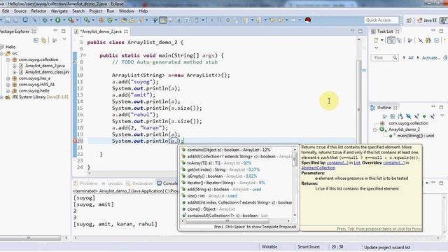 Java Collection ArrayList Program Second смотреть онлайн