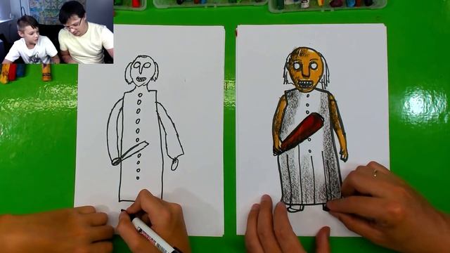 РИСУЕМ БАБУШКУ ГРЕННИ с Димой | GRANNY смотреть онлайн