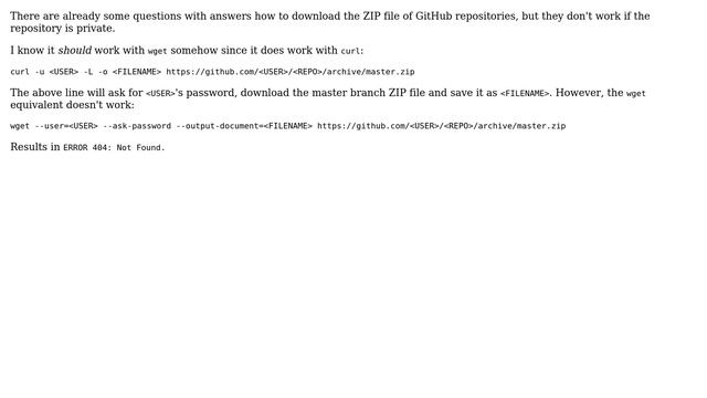 Unix & Linux: Download ZIP file of private GitHub repository using `wget` like `curl` смотреть онлайн