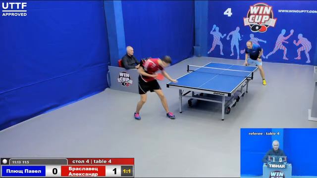 09:00 Плющ Павел 3-1 Браславец Александр  стол 4  Юг-1  28.01.21
