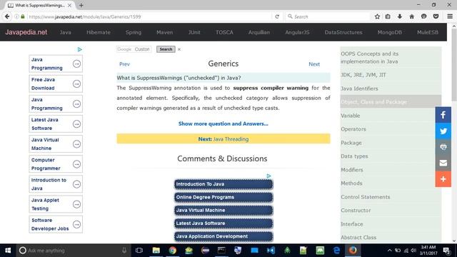 What is SuppressWarnings ("unchecked") in Java?
| javapedia.net смотреть онлайн