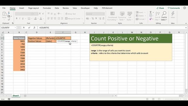How To COUNT Positive Or Negative Numbers In Excel. смотреть онлайн