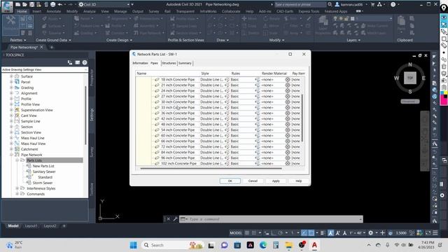 Pipe Network in Civil 3D (Part-01) Understanding Parts Lists | Civil Tech смотреть онлайн