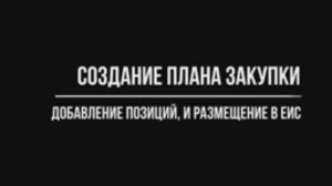 ЕИС. Создание Плана, добавление позиций и размещение